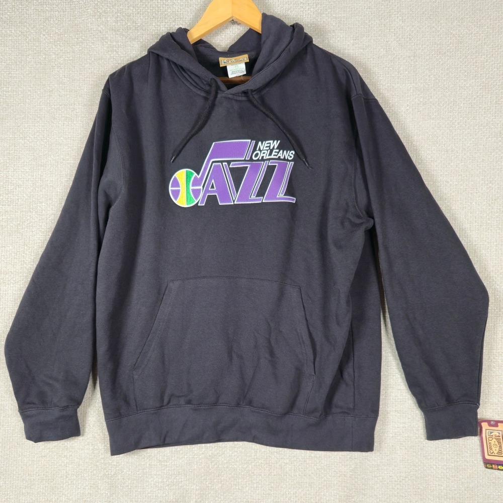 New Orleans‎ Jazz NBA Hoodie Hardwood Classics Mens L Retro Pullover Sweatshirt